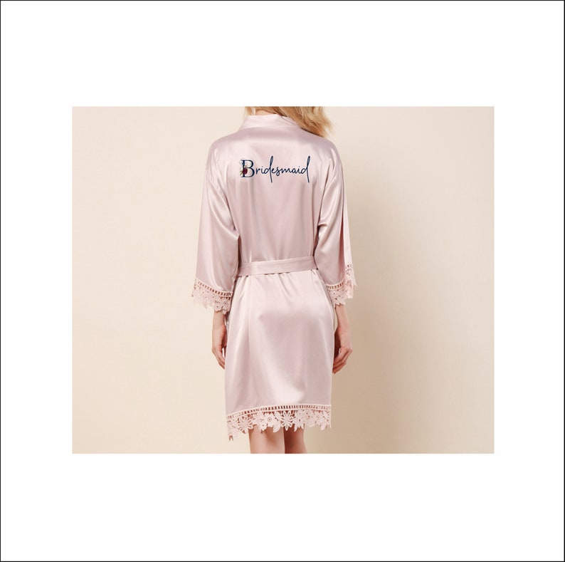 Blush Pink Bridesmaid Robes Bridal Party Satin & Lace Robes Etsy