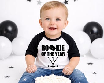 1st Birthday Hockey Shirt | Rookie of the Year Birthday Shirt | Baby Boy Hockey Birthday Outfit | Personalized Name