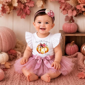 This Little Pumpkin is One Fall 1e verjaardag meisje mauve roségouden tutu-outfit, dusty Rose cake Smash bloemenoutfit