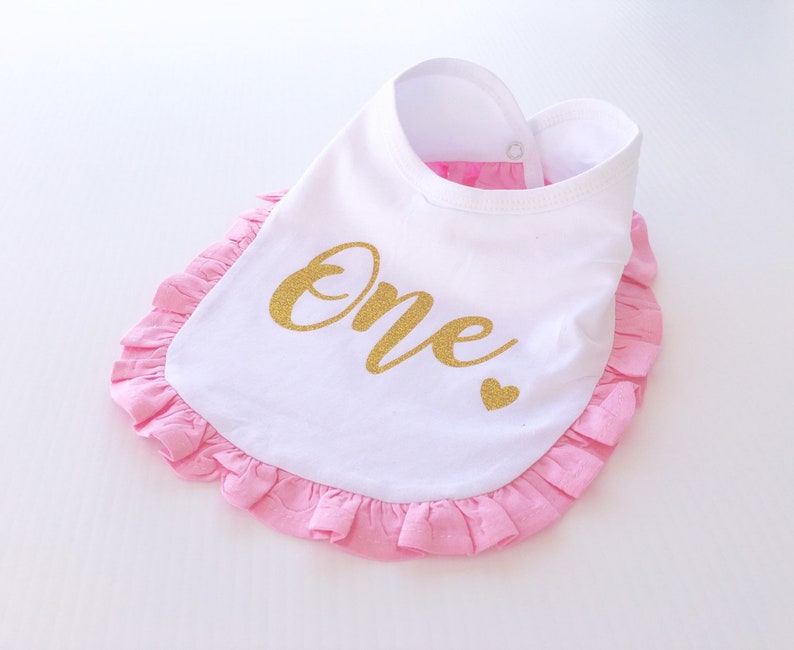 First Birthday Girl Dress, First Birthday Tutu Outfit Girl, Pink and Gold One Tutu Outfit, Cake Smash Outfit Baby Girl, First Birthday Bib image 2