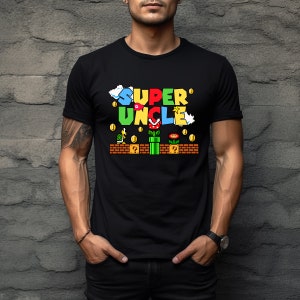 Super Uncle Shirt, Fun Uncle Funny Video Game Uncle T Shirt, Black Grey Gray White T-Shirt, Fun Uncle Christmas Gift, Gift for Uncle