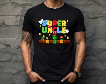 Super Uncle Shirt, Fun Uncle Funny Video Game Uncle T Shirt, Black Grey Gray White T-Shirt, Fun Uncle Christmas Gift, Gift for Uncle