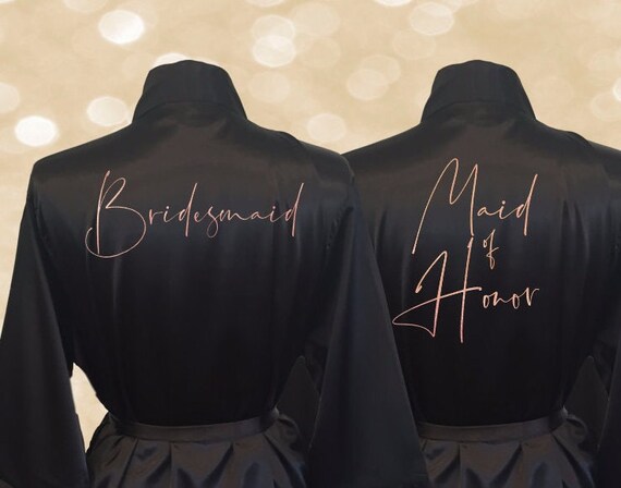 Black satin clearance robes for bridesmaids