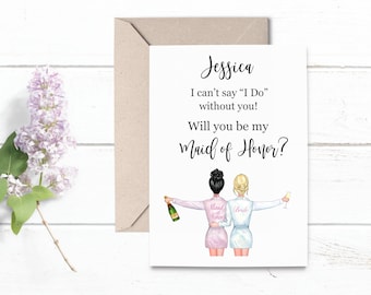 Maid of Honor Proposal Card Will You Be My Maid of Honor Personalized Card Custom Greeting Card for Bridesmaid Maid of Honor Box Gift