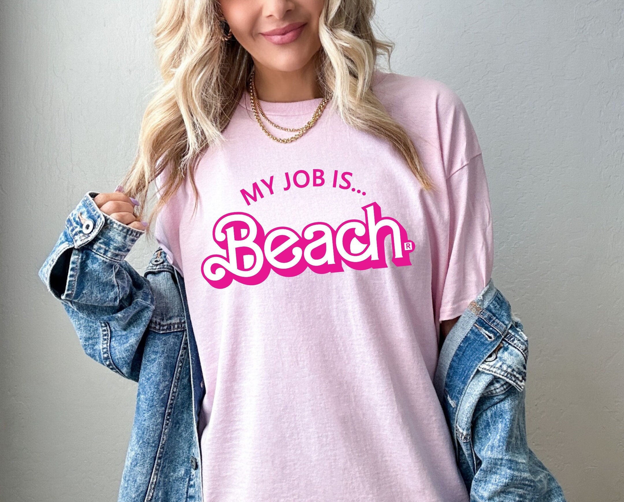 My Job is Beach T Shirt Tee Cropped Racerback Tank Top, Actually, My Job is  Just Beach Shirt, Hot Pink Shirt, My Job It\'s Just Beach - Etsy Norway