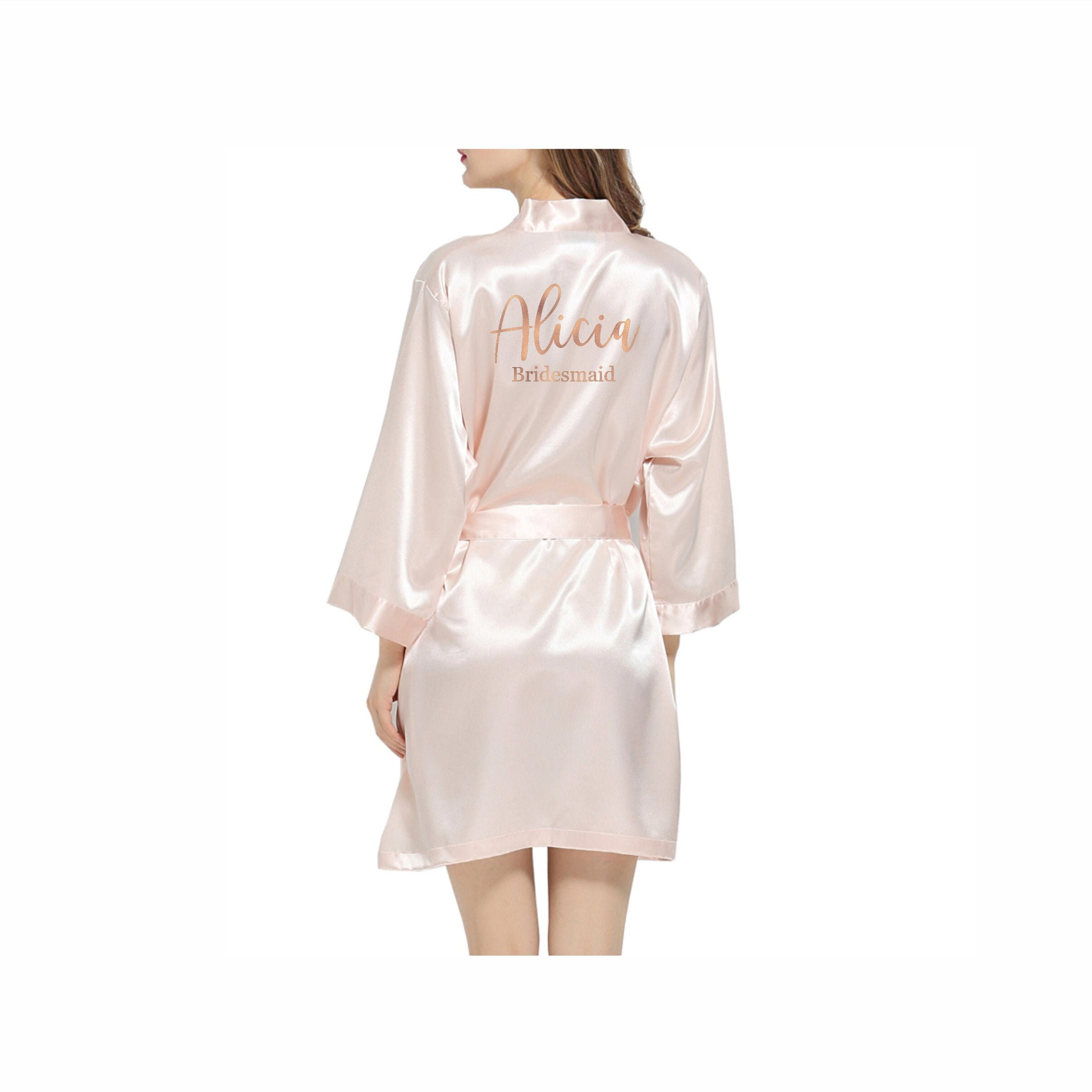 Morning Gown Feather Robe Wedding Bridesmaid Satin Robes for Wedding Party CN408 main image 1