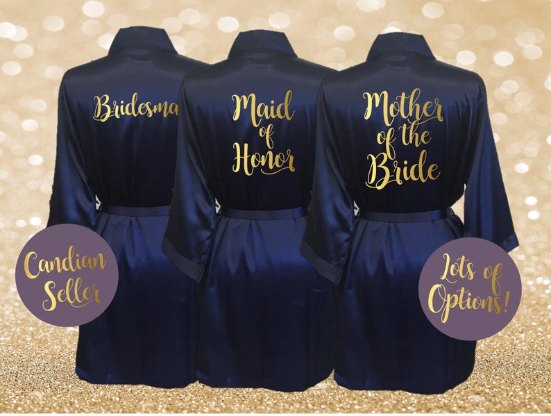 Navy Blue Bridesmaid Robes Bridal Party Robes Bride Wedding Party Robes Bridesmaid Gift Bridesmaid Proposal Will You Be My Bridesmaid image 2