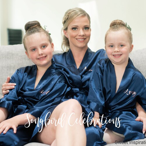 Navy Blue Bridesmaid Robes Bridal Party Robes Bride Wedding Etsy