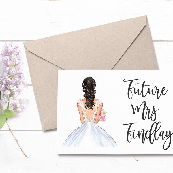 PERSONNALISABLE Future Mme Carte de vœux personnalisée Bride to Be Carte de fiançailles Carte de douche nuptiale Bachelorette Carte cadeau de fiançailles Cadeau