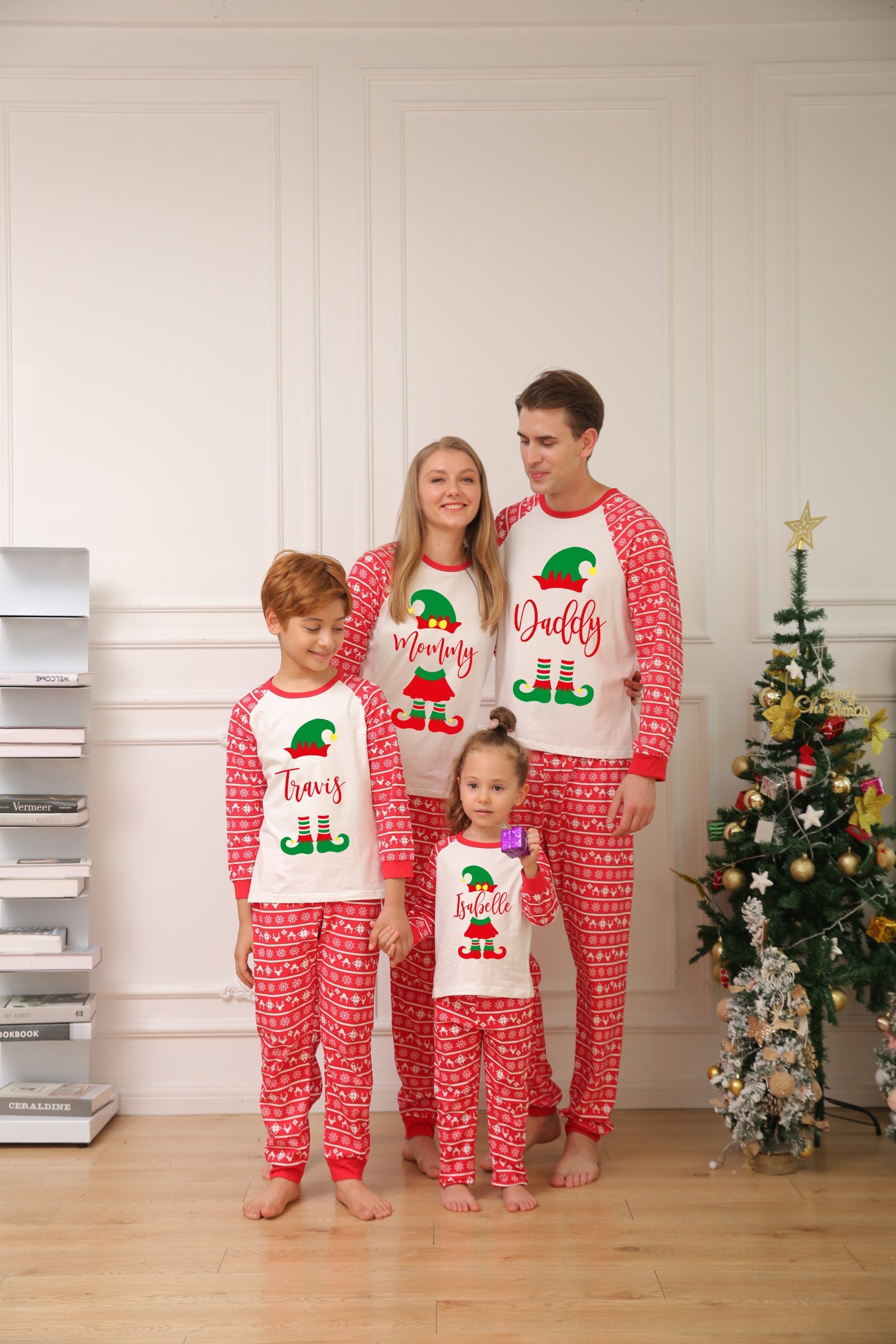 Gnome Gingerbread Xmas Pjs For Family Red White - Funny Ugly