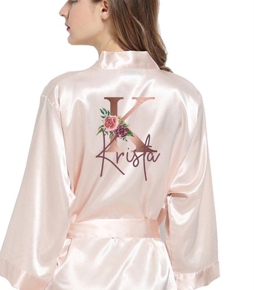 rose gold satin robe