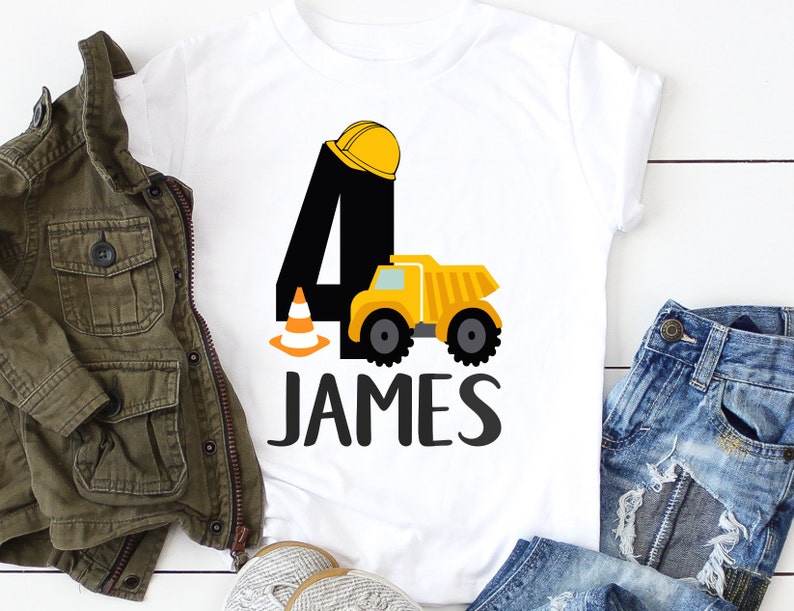 4th Birthday Boy Construction Shirt Fourth Birthday Boy Shirt - Etsy