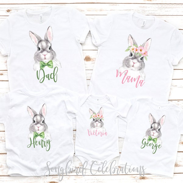 Easter Bunny Family Shirts, Family Photo Shirts Family Easter Pajamas, Easter Rabbit Family Matching Shirts, Personalized Custom Easter