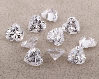 50pcs (4mm) Heart Shaped Brilliant Cut Cubic Zirconia Loose Stones for Jewelry Making