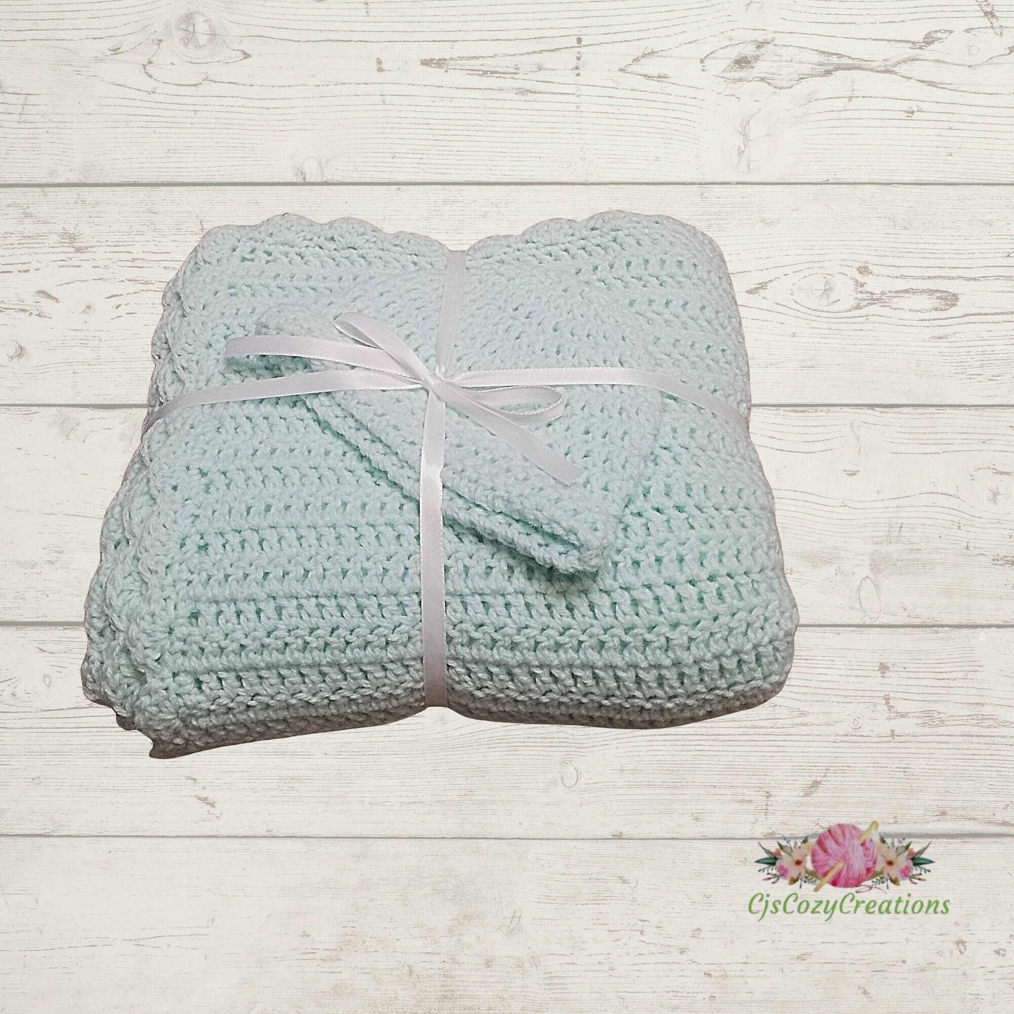 Crocheted Baby Blanket With Hat Etsy