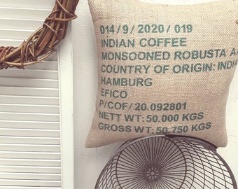 Zero waste, sustainable coffee bag cover, lounge cushion, travel pillow, 50 x 50 cm