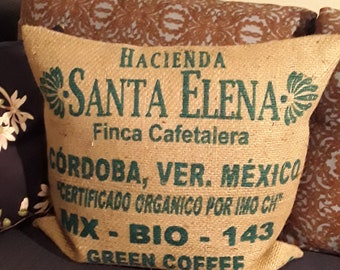 Zero waste GREEN COFFEE, pillowcase made of original coffee bag, outdoor, sustainable and resource-saving, approx. 50 x 50 cm