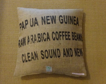 Zero waste, sustainable pillowcase made from original coffee sacks, approx. 50 x 50 cm