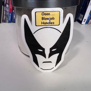 Deadpool Wolverine BJ Handles / Water Bottle/Laptop Decal vinyl sticker image 1