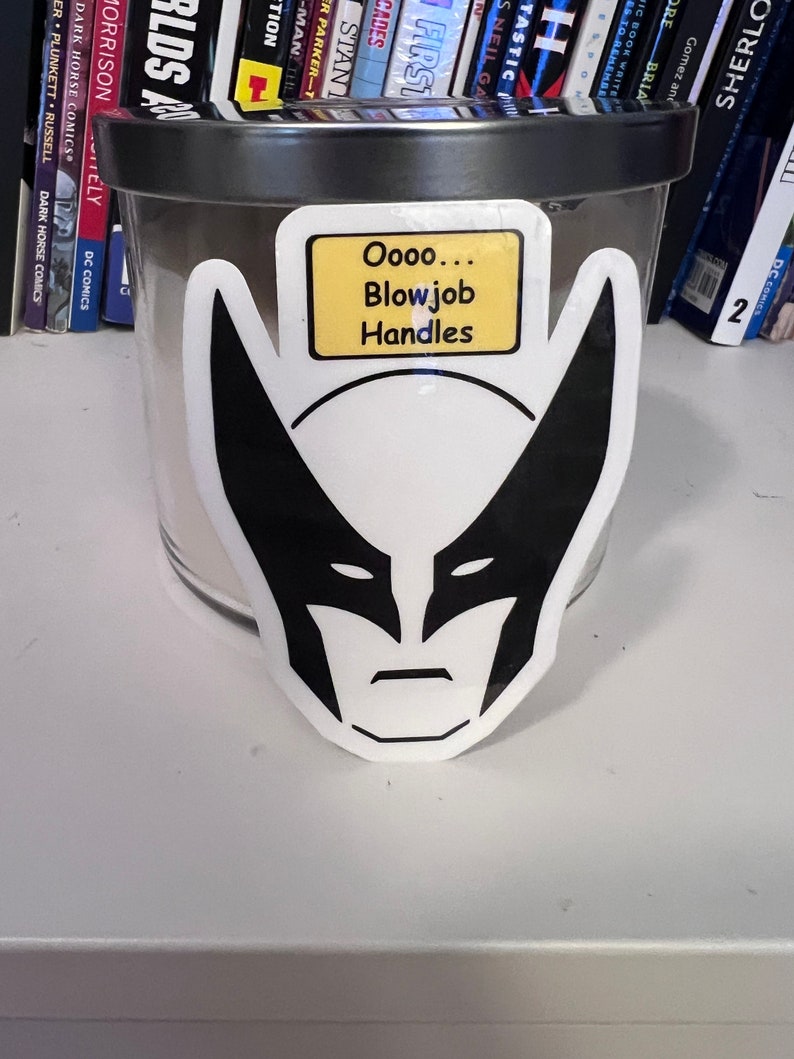 Deadpool Wolverine BJ Handles / Water Bottle/Laptop Decal vinyl sticker image 1