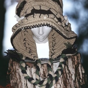 Burlap Chap Crochet Hood, Cosplay Hood, Cosplay Outfits, Crochet Cosplay, Crochet Hats, Crochet Hoods, Cosplay Hats, Cosplay Gifts, Cosplay