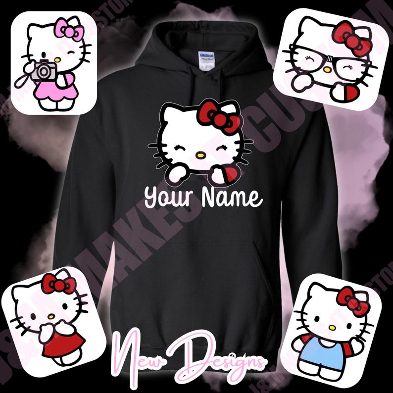 Personalized Helllo Kitty Hoodie | Custom Name Hoodie image 1