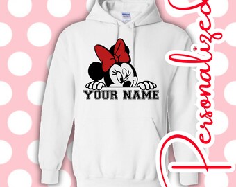 Personalized Miinnie Mouse Hoodie | Custom Name, Adult & Youth Sizes