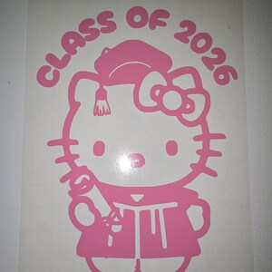 Helllo kitty Decal| Class of 2026|Graduation|Waterproof|vinyl Light Pink