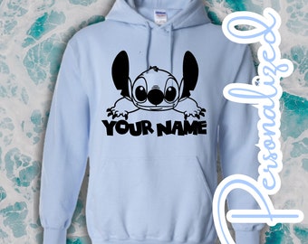Personalized Stitch Hoodie: Custom Name, Youth & Adult Sizes