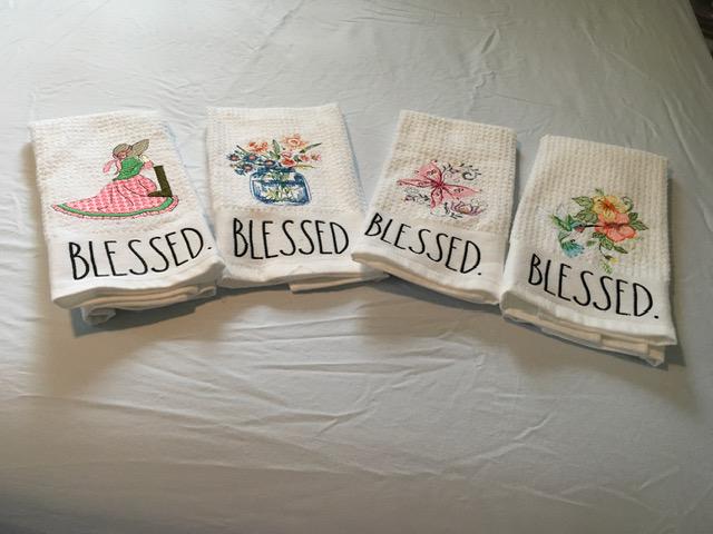 Blessed hand bathroom towels #2 Praying lady #3 Butterfly