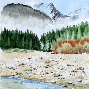 Pacific North West Landscape/Original Watercolour Painting/Mountains Landscape/Golden Ears Park BC /British Columbia Nature/Alouette Lake