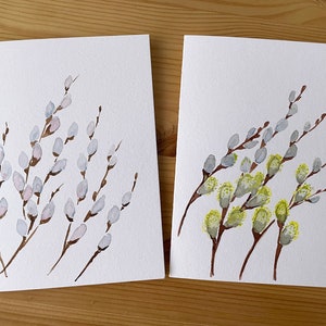 Aquarelle peinte à la main carte/carte de voeux vierge/carte nature printemps/carte Pâques/carte fête des mères/plantes et arbres carte