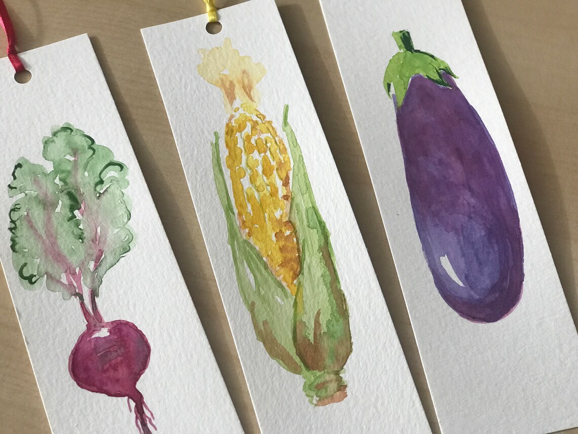 Vegetable Bookmarks/3 Hand Painted Watercolour - Etsy Singapore