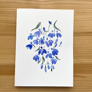 Blue Lobelia Flower Card/Hand Painted Watercolour Card/Blank Greeting Card/Summer Bloom Card/Blue Garden Flowers/Lobelia Bookmark