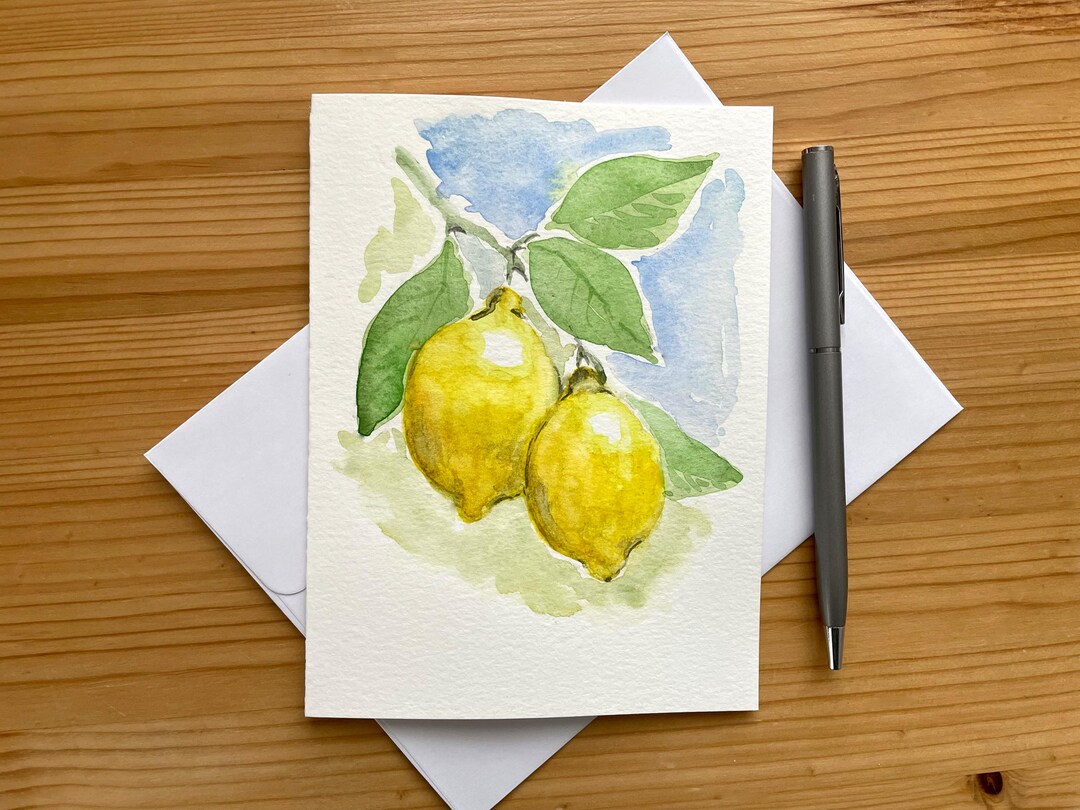 Hand-painted Watercolor Lemons Card: Unique Gardening Art - Etsy