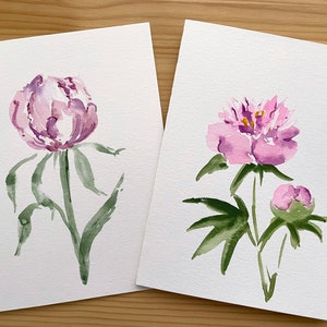 Pfingstrose Karte/Handgemalte Aquarell Karte/Pfingstrose Bouquet Kunst/Pfingstrose Kunst/Pinke Pfingstrose Karte/Frühlingsblumen Karte/Geburtstagskarte/Leere Grusskarte