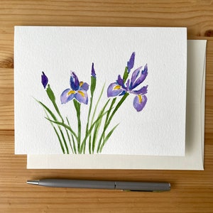 Blue Iris Karte/Handgemalte Aquarell Karte/Iris Karte & Lesezeichen Set/Blumen Karte/Muttertagskarte/Ostern/Frühlingsferien/Naturliebhaberkarte