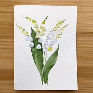 Maiglöckchen Karte/Handgemalte Aquarell Karte/Frühlingsblumen Karte/Handgemachte Karte/Blumen Karte/Waldblumen/Blanko Grußkarte