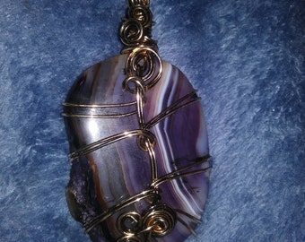 Purple banded agate pendant