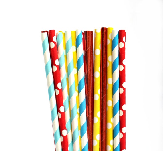 Circus Theme Party Paper Straws Circus Party Decorations Etsy