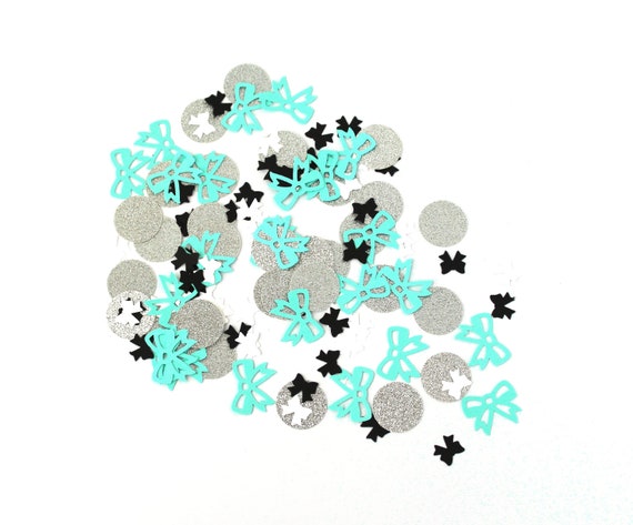 Aqua Teal Silver Confetti Robins Egg Blue And Silver Etsy