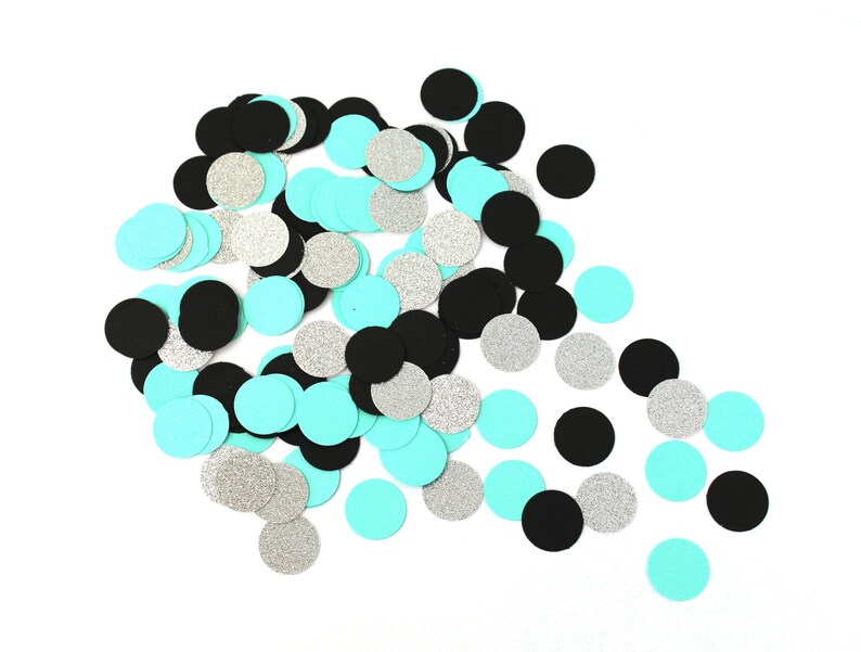 Aqua Teal Silver Confetti Robins Egg Blue And Silver Etsy