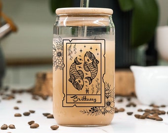 Taro Card Personalized Zodiac Glass - Tumbler Soda Can Iced Coffee Cup