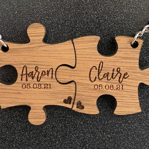 Personalized Puzzle Piece Keychain Set Cute Gift Idea for Etsy