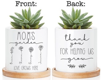 Personalized Flower Pot for Mom - Personalized Planter, Our Family Garden Planter, Grandma Gift, Mom Gift, Birth Flower Vase