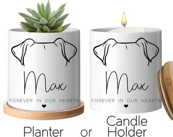 Forever in our Hearts - Planter or Candle Holder - Personalized Pet Memorial Gift Idea - Rainbow Bridge