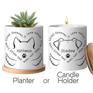 Custom Pet Memorial Planter or Candle Holder - Dog Ear Design
