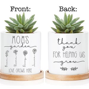 Personalized Flower Pot for Mom - Personalized Planter, Our Family Garden Planter, Grandma Gift, Mom Gift, Birth Flower Vase