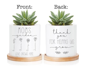 Personalized Mom Flower Pot – Our Family Garden Planter, Grandma Gift