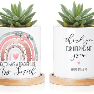 Personalized Teacher Planter - Lucky To Have A Teacher Like You- Custom Plant Pot, Succulent Planter, Plant Lover Birthday